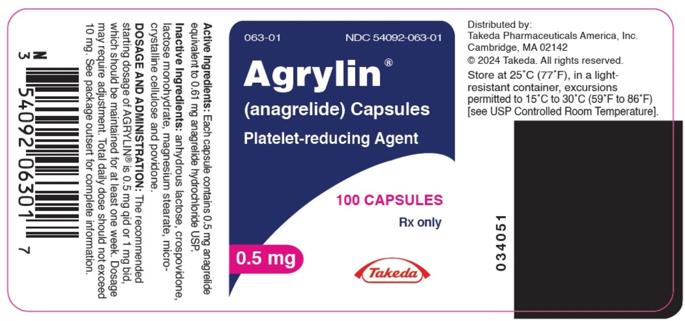 Agrylin · US package-label artwork; supplied packaging may differ.