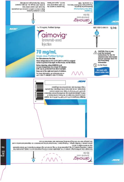 AIMOVIG · US package-label artwork; supplied packaging may differ.