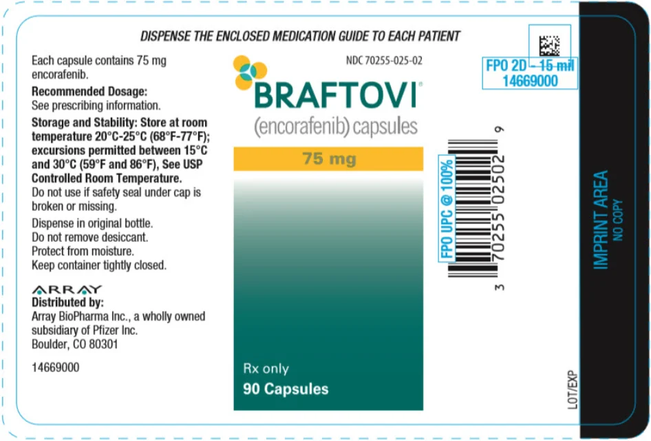 BRAFTOVI · US package-label artwork; supplied packaging may differ.