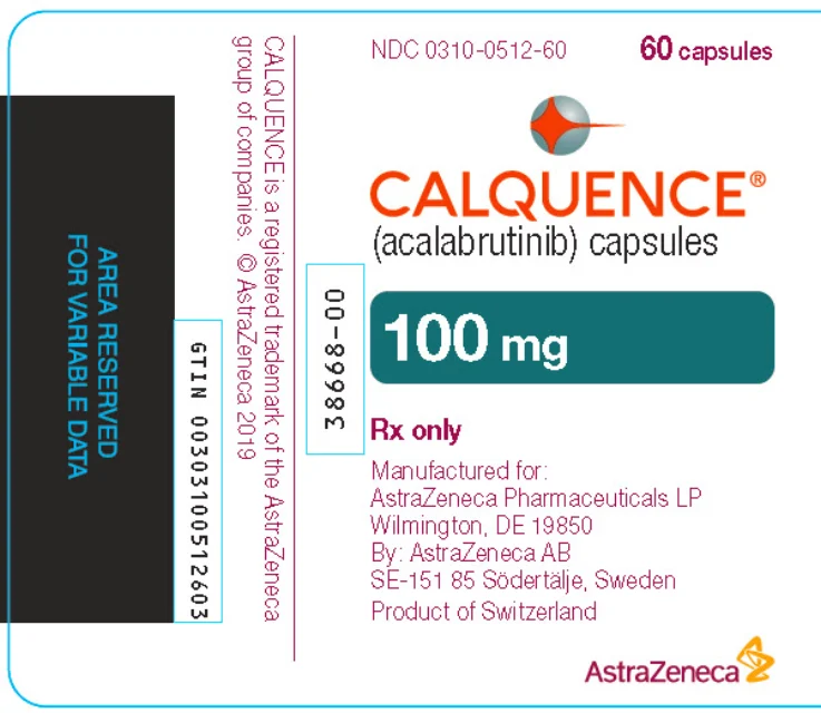 CALQUENCE · US package-label artwork; supplied packaging may differ.