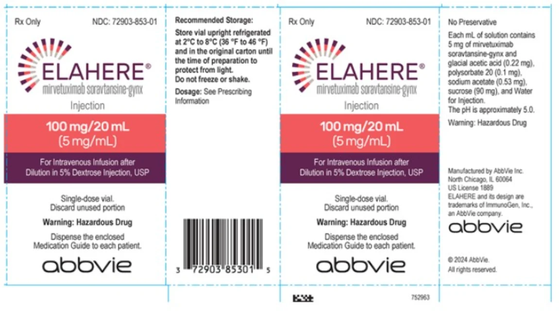 ELAHERE · US package-label artwork; supplied packaging may differ.
