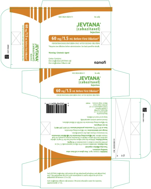 JEVTANA · US package-label artwork; supplied packaging may differ.