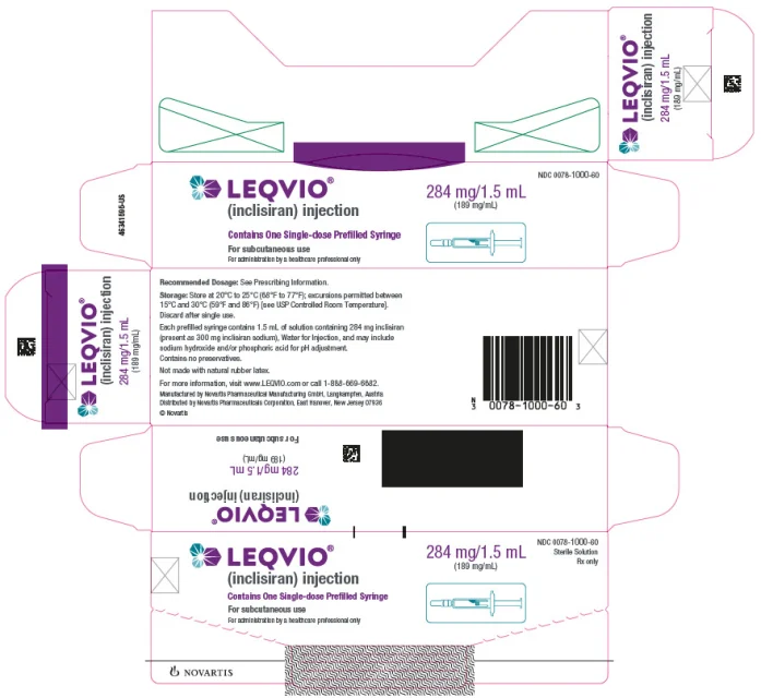 LEQVIO · US package-label artwork; supplied packaging may differ.