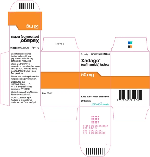 XADAGO · US package-label artwork; supplied packaging may differ.